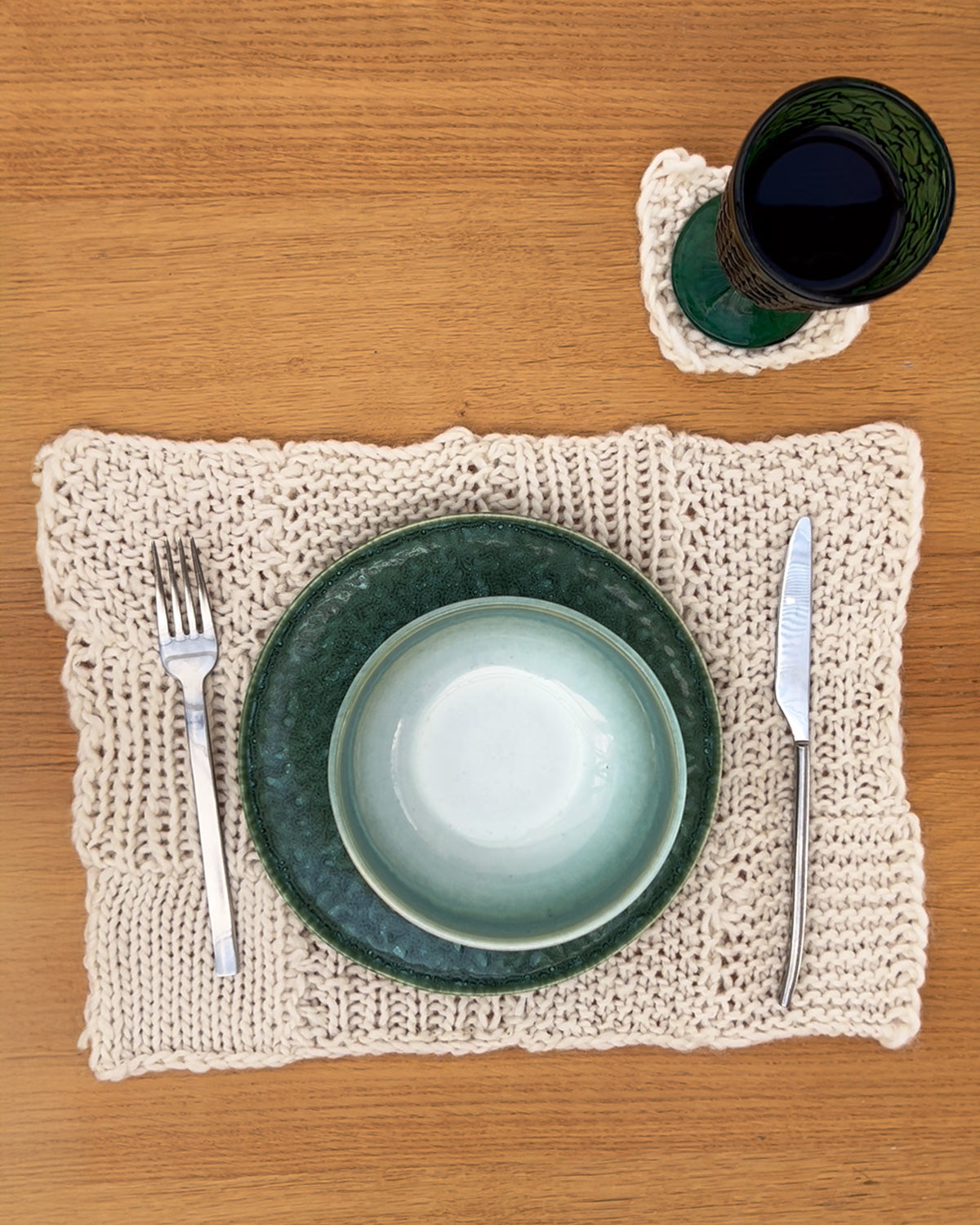 Stitch Sampler Kit: Learn The Basics Knitting Kit - Make your first Placemat & Coasters - Yummy Version