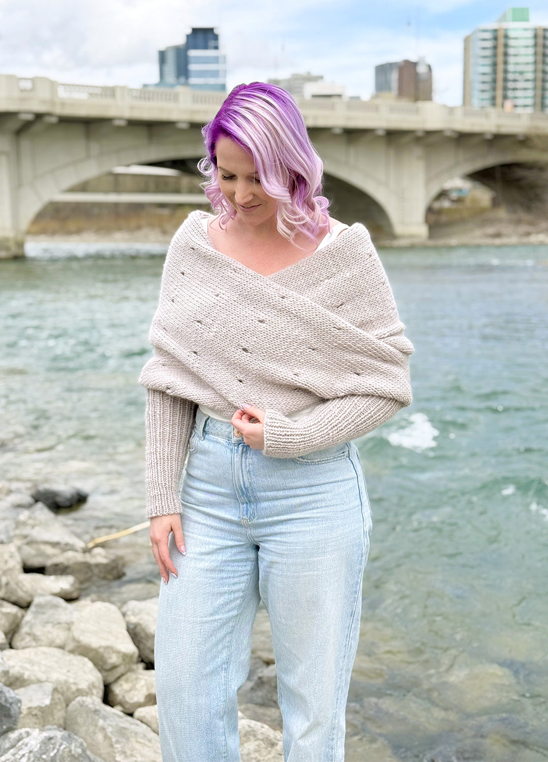 Easy Eyelet Sweater Scarf x @knitatude Kit - Yummy Yarn Fine Version