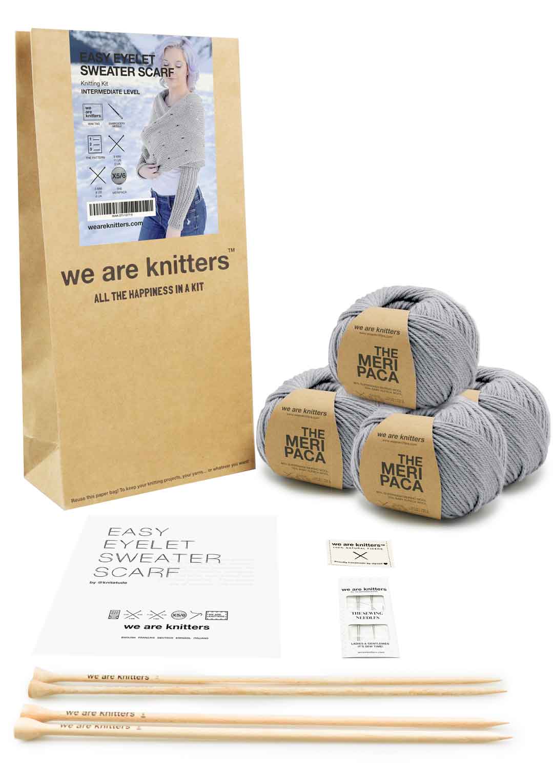 Easy Eyelet Sweater Scarf x @knitatude Kit - Meripaca Premium Version