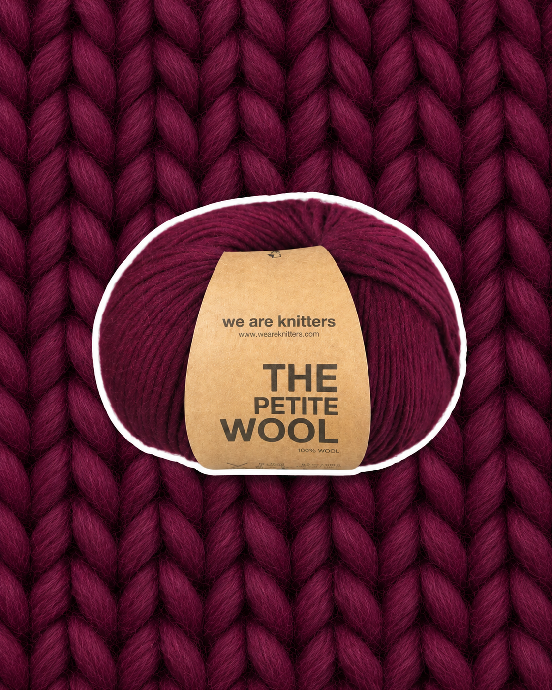 Petite Wool Wine skein on matching knit background