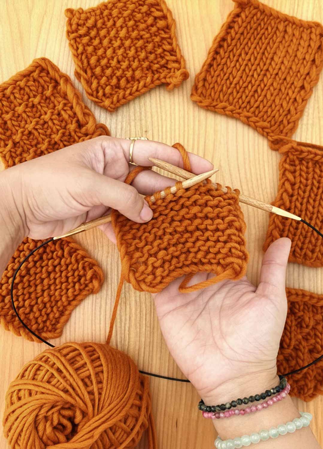 Stitch Sampler Kit: Learn The Basics Knitting Kit - Make your first Snood - Premium Version