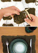 Stitch Sampler Kit: Learn The Basics Knitting Kit - Make your first Placemat & Coasters - Yummy Version