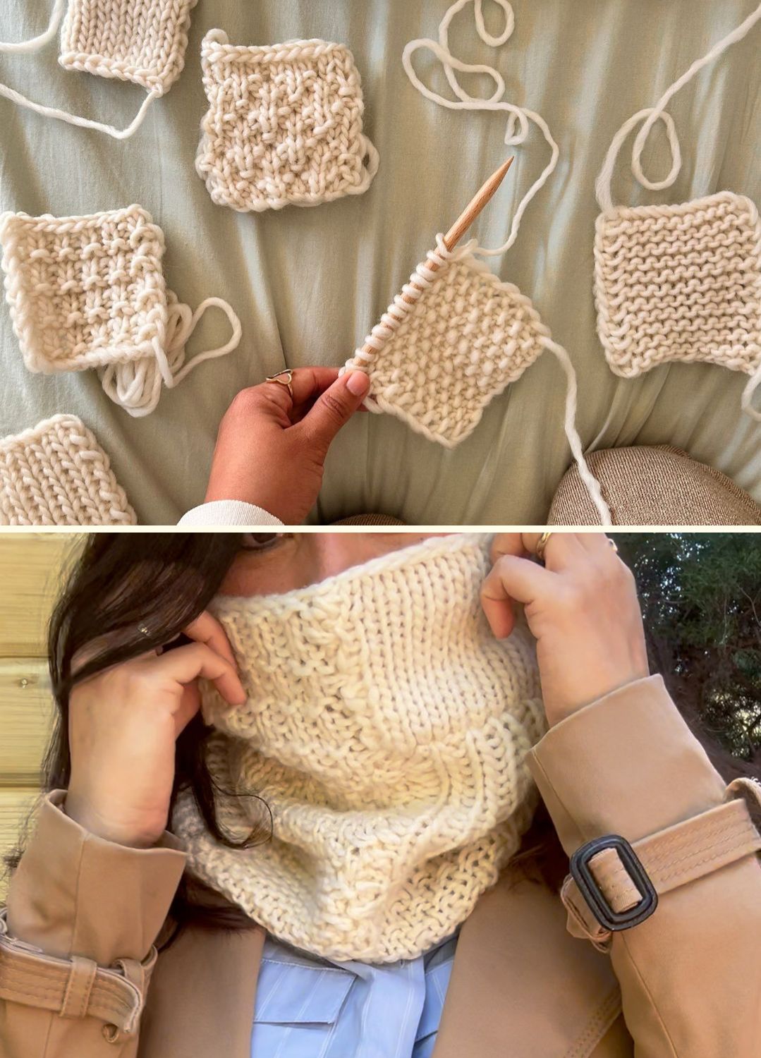 Stitch Sampler Kit: Learn The Basics Knitting Kit - Make your first Snood - Premium Version