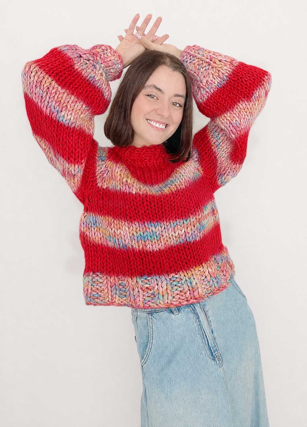 The Striped Rainbow Sweater Kit x @paula.on.knits - Yummy Yarn Version