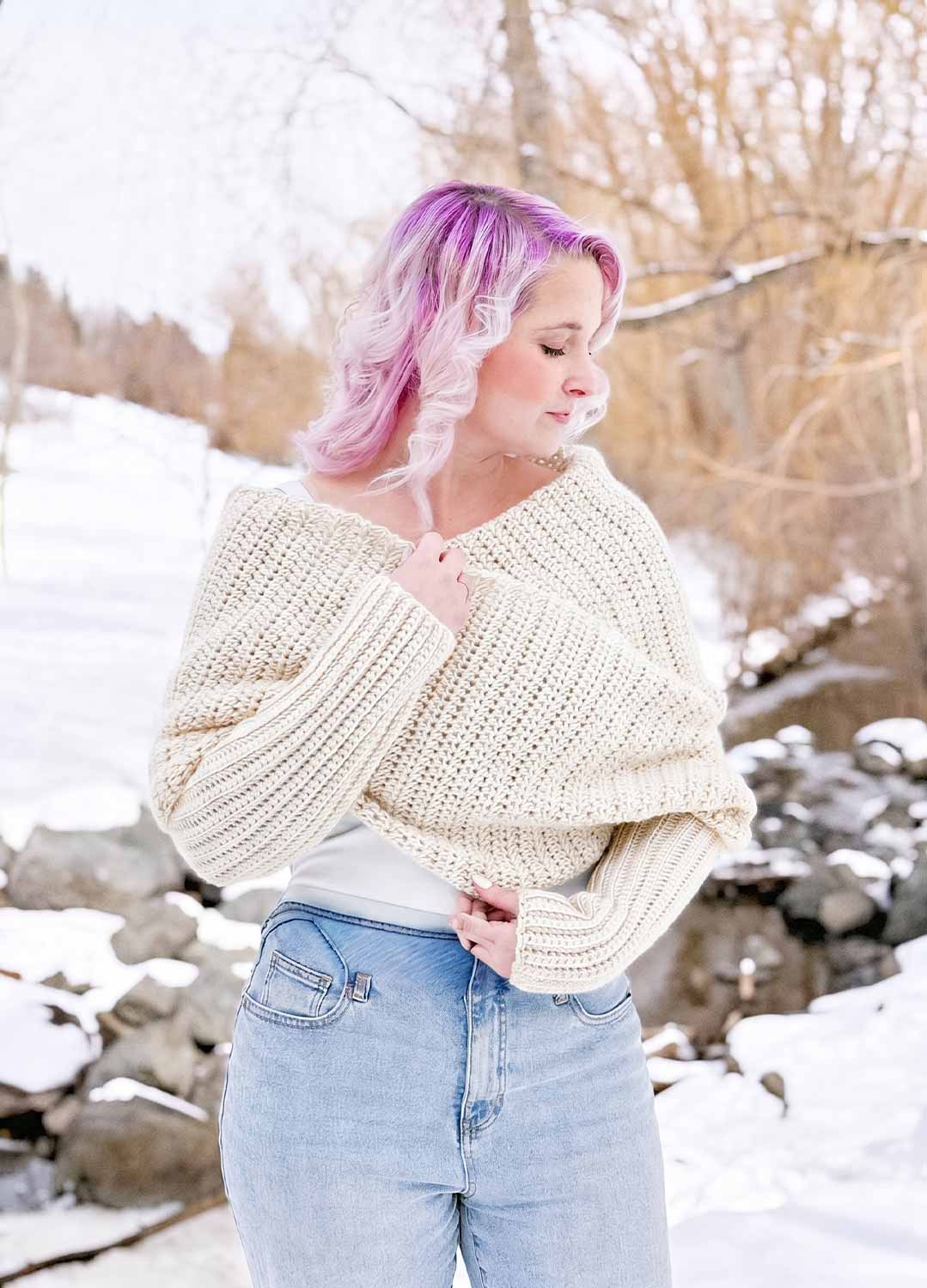 Easy Crochet Sweater Scarf x @knitatude Kit - Yummy Yarn Fine Version